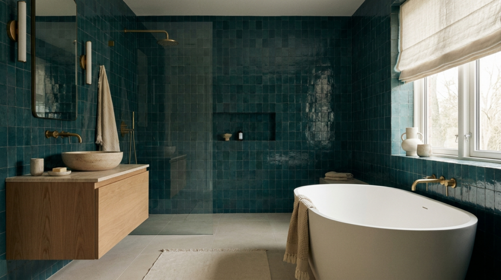 carrelage bleu salle de bain
